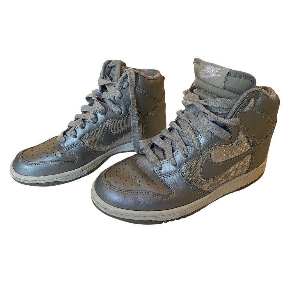 Nike Dunk‎ High SB Metallic Silver White Sparkle Glitter 325203-001 Women's 7.5